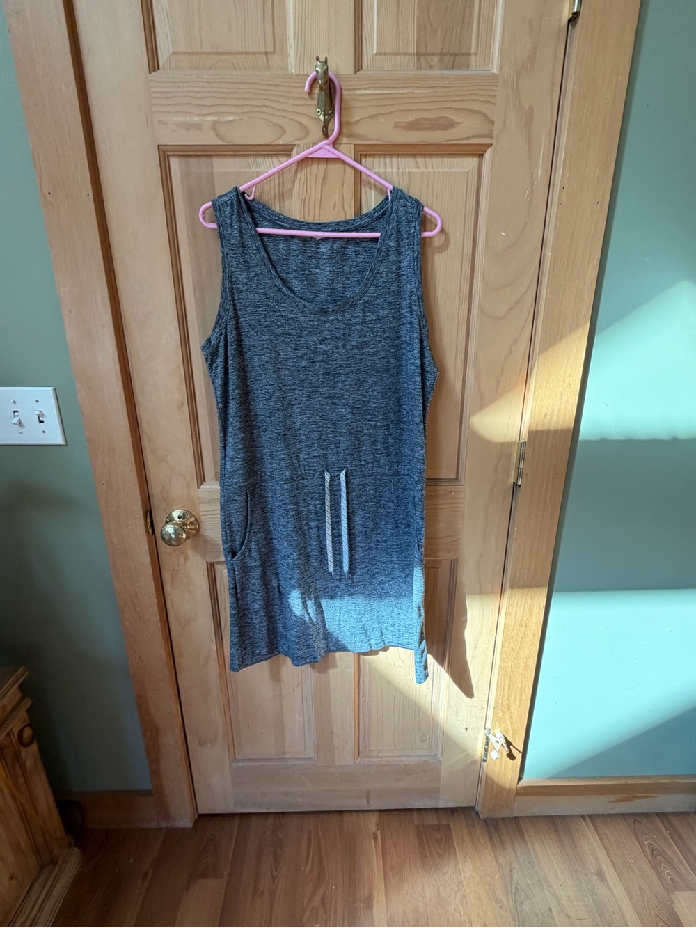 Casual Sleeveless Drawstring Mini Dress - Gray